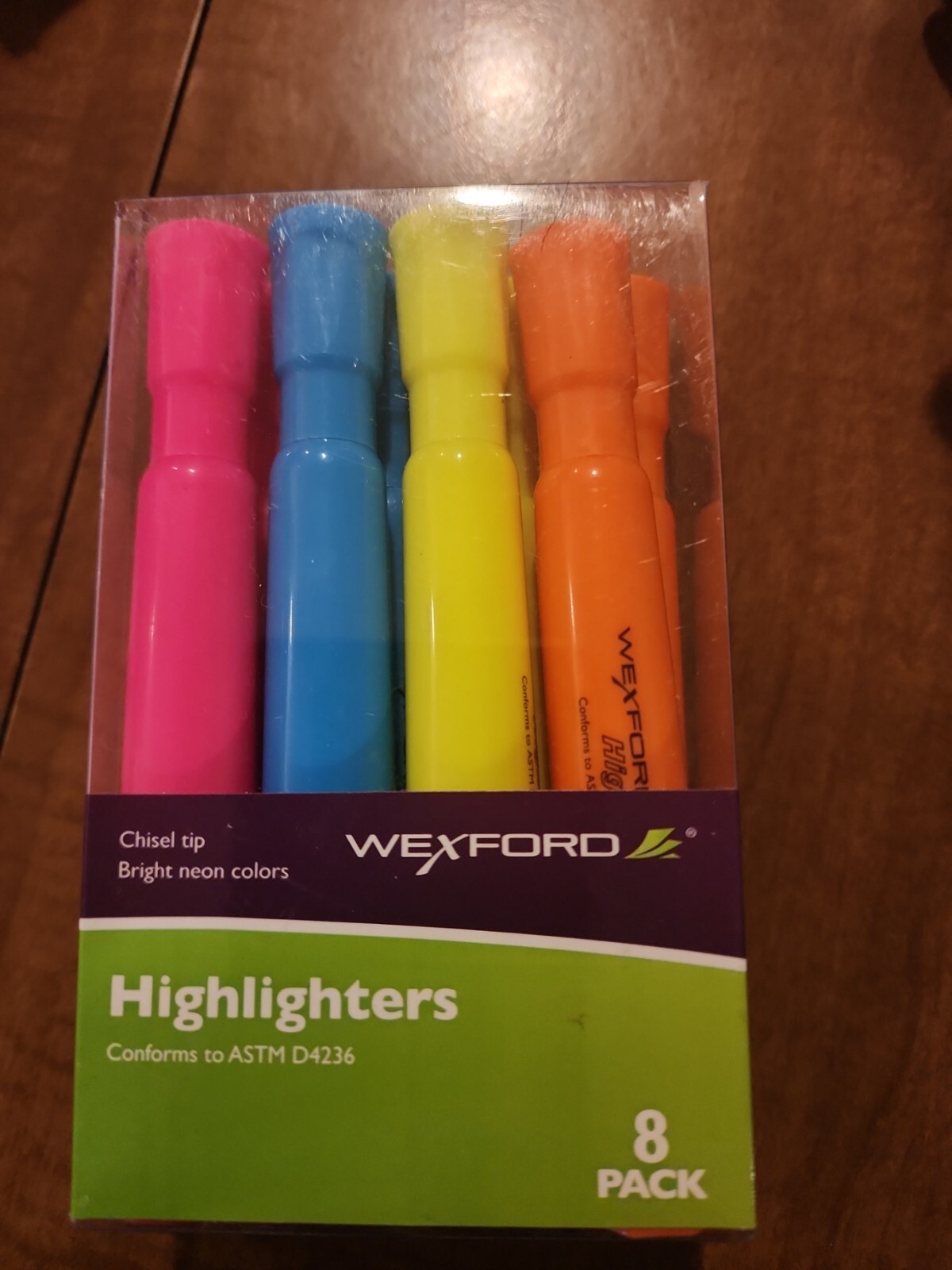 Wexford Hi-liter Chisel Tip Assort Neon Colors 8 Pk Study Aid. New