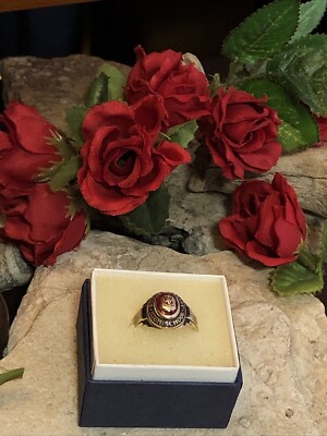 24. LGB 10K Gold 1956 SHADES VALLEY Schule roter Stein Klasse Ring 7,25er,4,5g