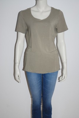 JETTE * Basic Line Shirt * Basic T-Shirt * Grün (Oliv - Beige) Größe 42 * L