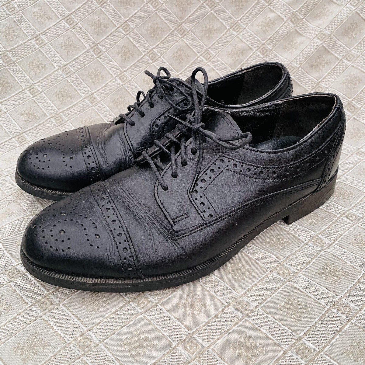 DEXTER Brogue Leather Cap Toe Oxford Black 8M Wingtip Dress  display picture 3