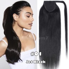 USA 100% Human Hair Real Thick Ponytail Clip In Wrap Around Pony Tail Extensions