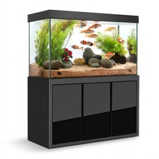 135 Gallon Aquarium Tank Tempered Glass LED Light Cabinet Pump Filtration System