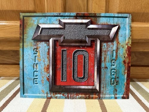 Chevrolet C10 Sign Gas Oil Garage Parts Tools Vintage Style Wall Decor