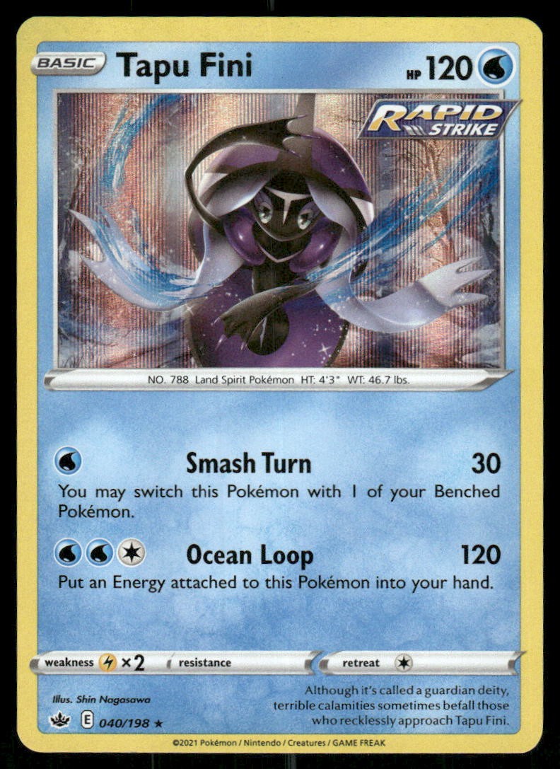 Tapu Fini 040/198 Holo Rare Chilling Reign Pokemon Holo Near Mint