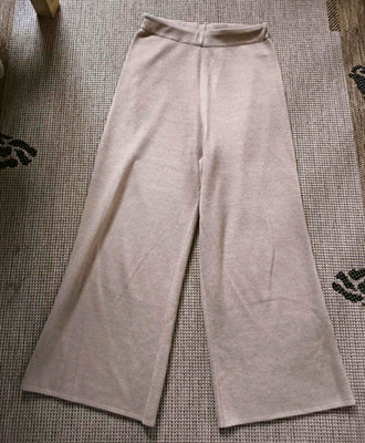 zero Damen Strickhose Beige Acrylmix weites Bein Gr. 34 Bund 66 cm