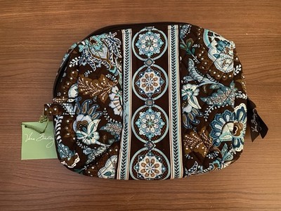 Vera Bradley Large ZIP Cosmetic Bag Java Blue - Plastic Lined - New With Tags