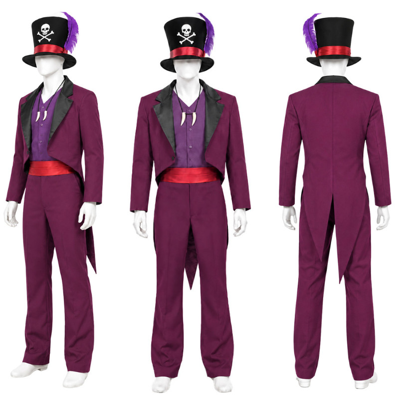 Men‘s Dr. Facilier Purple Outfit Cosplay Costume Hat Halloween Carnival fullset