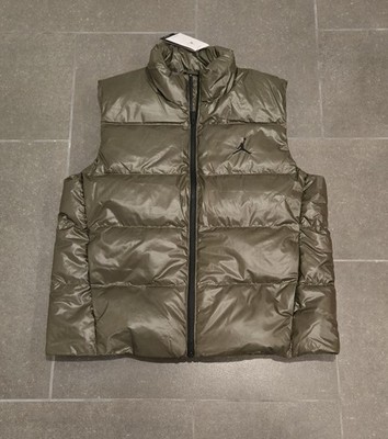 Men's Nike Air Jordan Flight Down Vest Olive Gilet Bodywarmer Size L FV7273-222