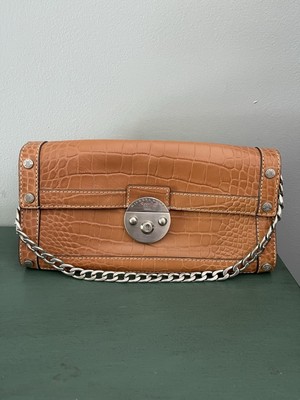 Michael Kors Crocodile Alligator Printed Leather Handbag Chain Link Shoulder Bag