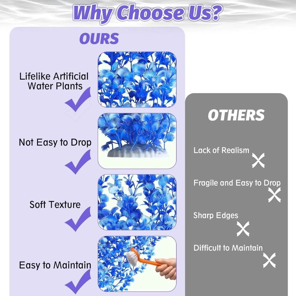 2PCS Extra Large Artificial Fish Tank Plants  Aquarium Decor - image 3 of 4