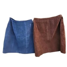 2 SUEDE LEATHER 28 Skirt VTG 90s Cowgirl Festival Western Medium brown grey mini