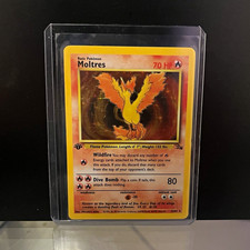 Pokemon TCG Moltres 12/62 Fossil Holo Unlimited 1999 (Played heavily)