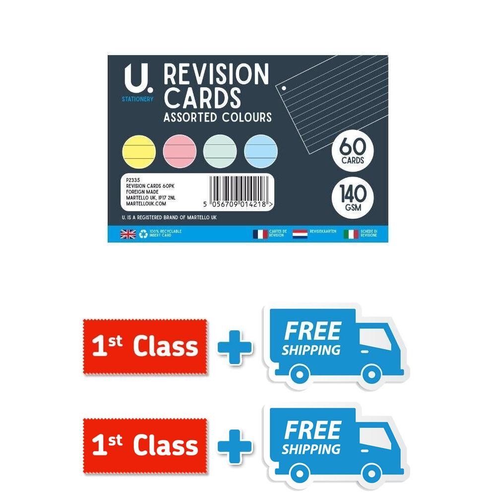 U.®Stationery Revision Cards Assorted Colours 60pk.