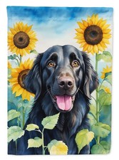 Caroline's Treasures Flat-Coated Retriever in Sunflowers House Flag DAC6078CHF