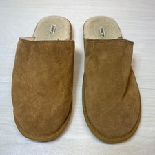 Born Womens 9 Scuff Slippers Suede Faux Fur Chestnut Tan House Shoes Comfort