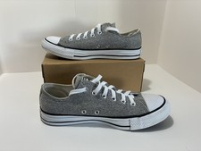 CONVERSE All Star Women's Shoes Size 8 Silver Glitter Low Top 549679F