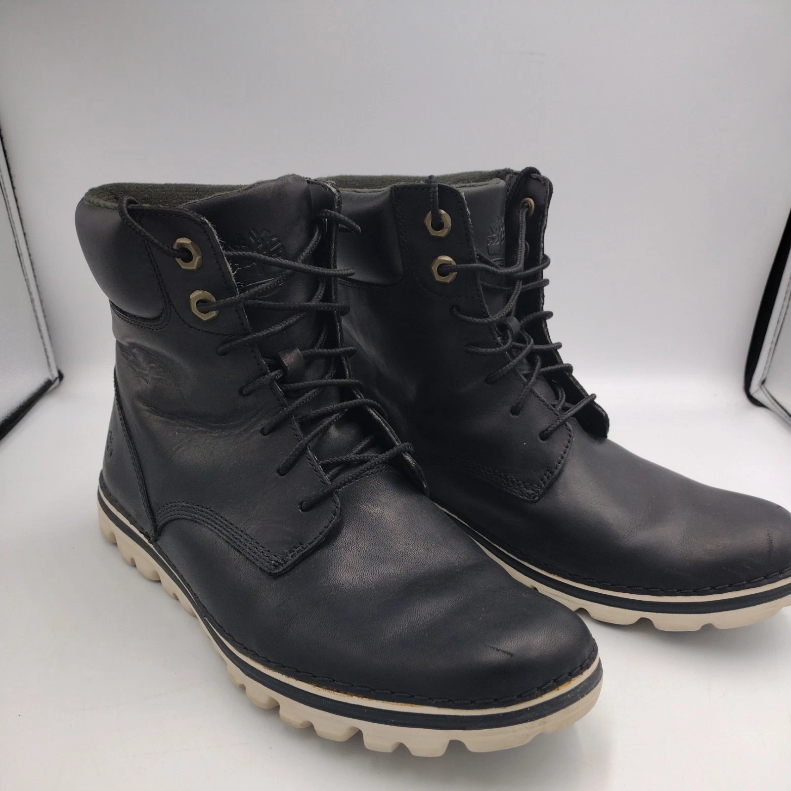 TIMBERLAND Women's ORTHOLITE BLACK LEATHER HIKING BOOTS Size 9.5 Fast Shipping