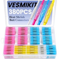 380PCS Heat Shrink Butt Connectors-Marine Grade Waterproof Electrical Wire