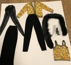 Vintage BARBIE Oscar De La Renta Series VII #9261 Black Gold Outfit