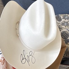Stetson Men s White Solid Cowboy Hat Size 7 1/8 New w Tags signedby Brad Paisley