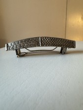 Silver Metal Basketweave Rectangle Barrette Hair Clip, Made in France