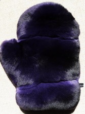 Pelz Chinchilla Handschuh beidseitig Wellness Massage Fell Streichel dk.Lila