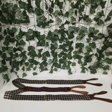 Made In England Burgandy Green Gray Silk Geometric Suspenders Brown Button Tabs