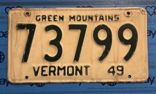 LICENSE PLATES  Vermont 1949 73799