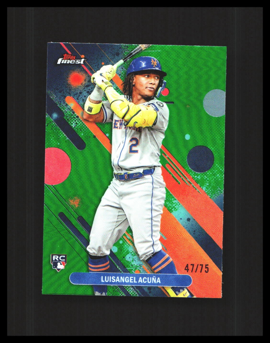 2025 Luisangel Acuna Rookie Card - Topps Finest #52 Green Refractor /75 NY Mets