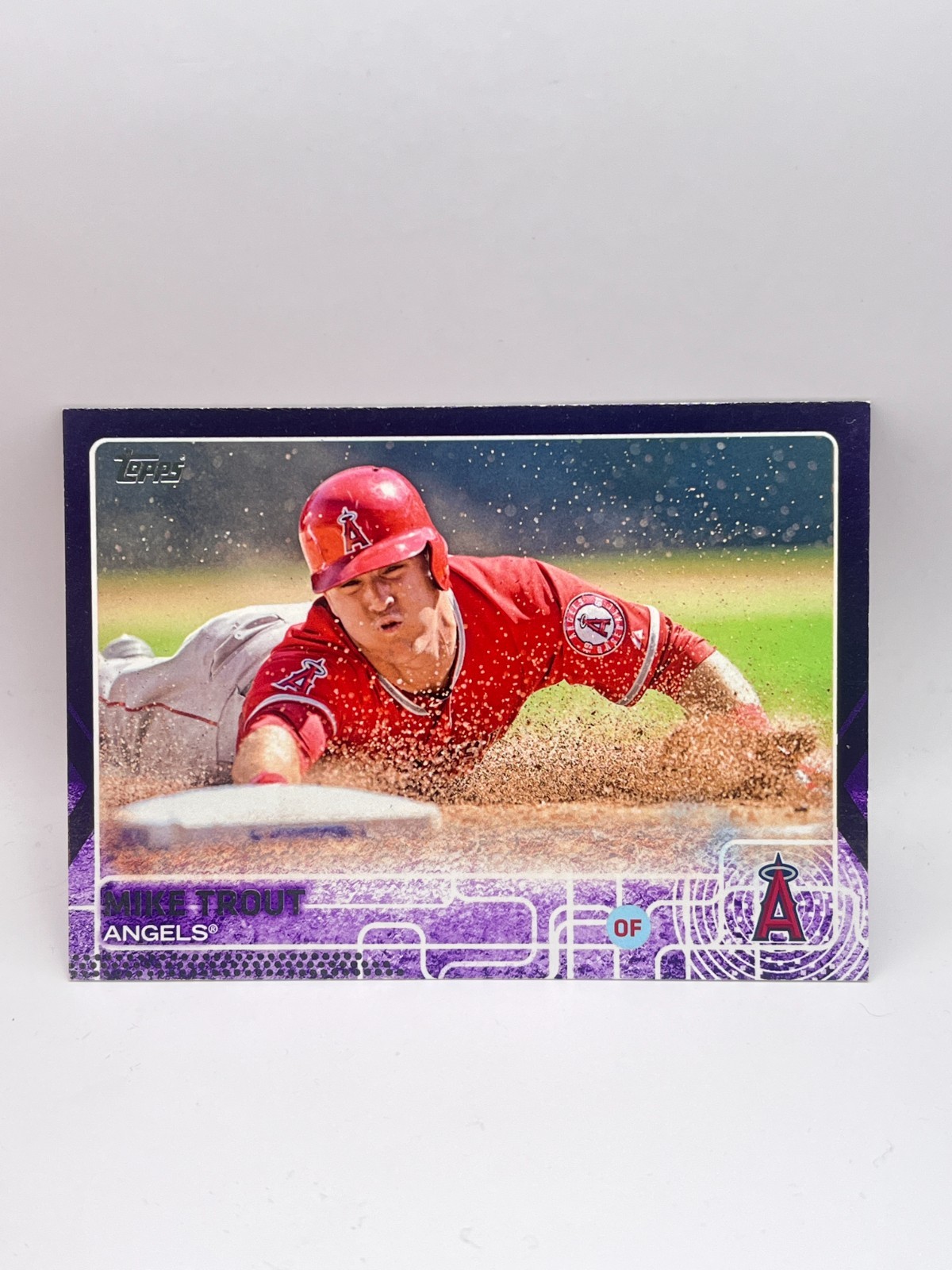 2015 Topps Toys-R-Us púrpura #300 Mike Trout deslizante raro SP Los Angeles Angels