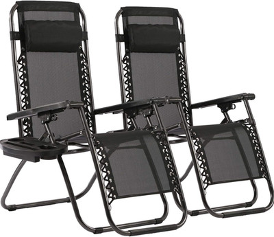 Zero Gravity Lawn Lounge Chairs Set of 2 with Pillow and Cup Holder - Adjustable