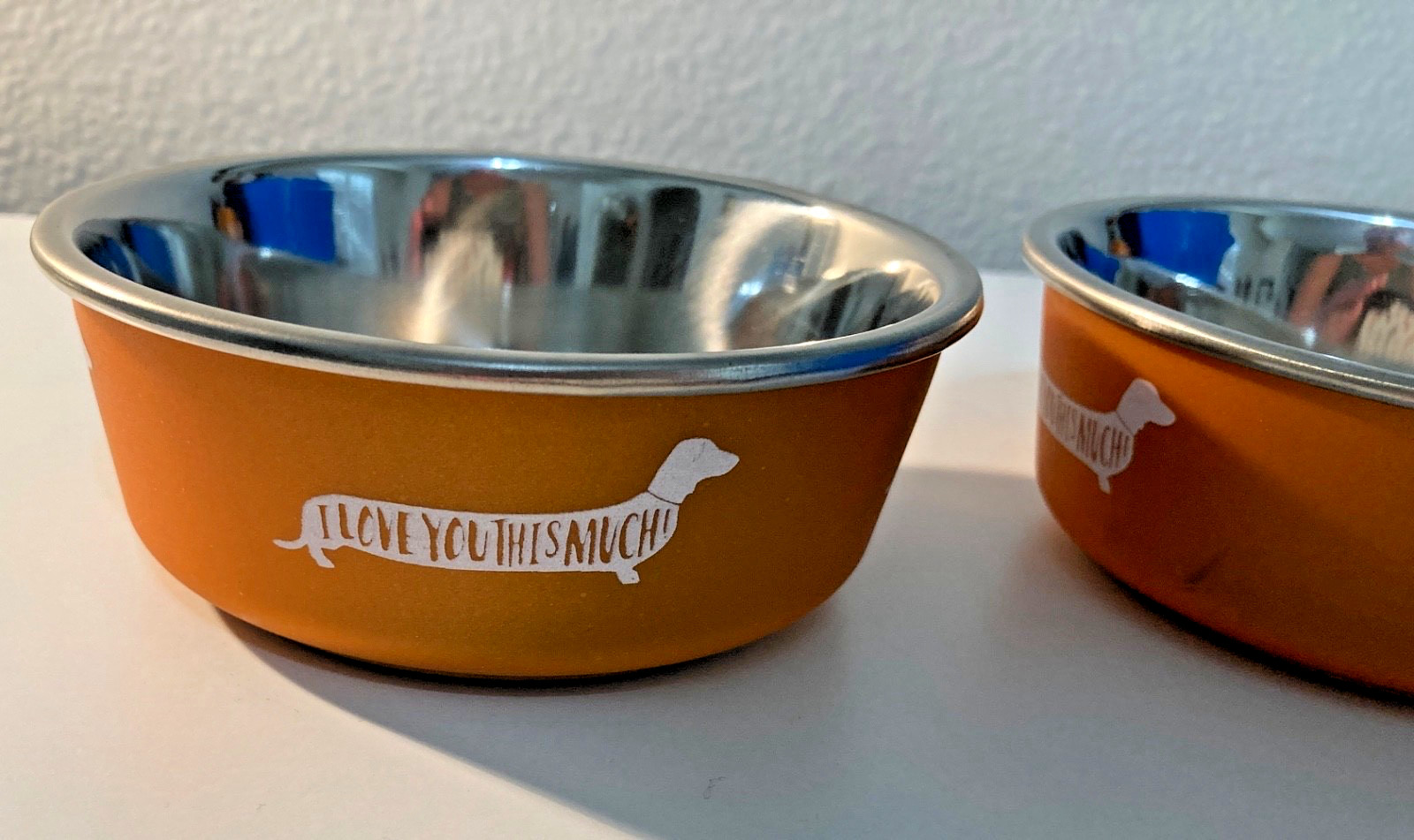 Set of 2- DACHSHUND ❤️ Food-Water BOWLS Metal WIENER DOGS New FREE SHIPPING