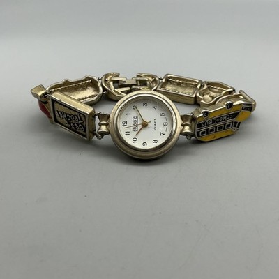 Studio C Womens Watch 24mm Gold Tone Teacher School Bus 40216 7.25''