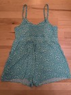 2 Torrid Teal Ditsy Smock Back Tank Top Pockets Romper Wide Leg Shorts 18 20 — photo 7