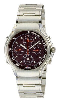 YEMA BY SEIKO YE 971 Men's FLYGRAF Silvertone Alarm-Chronograph Watch NIB 10-ATM