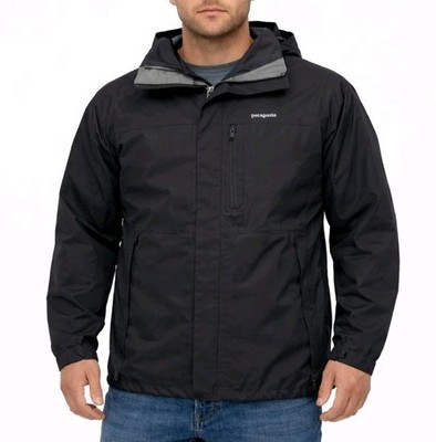 Patagonia H2No Men s L RECCO Waterproof Ski Snow Jacket Black Shell Hooded Parka