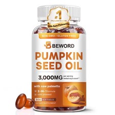 Pumpkin Seed Oil with Saw Palmetto Softgels, 3000mg Per Serving, 300/600 Soft...