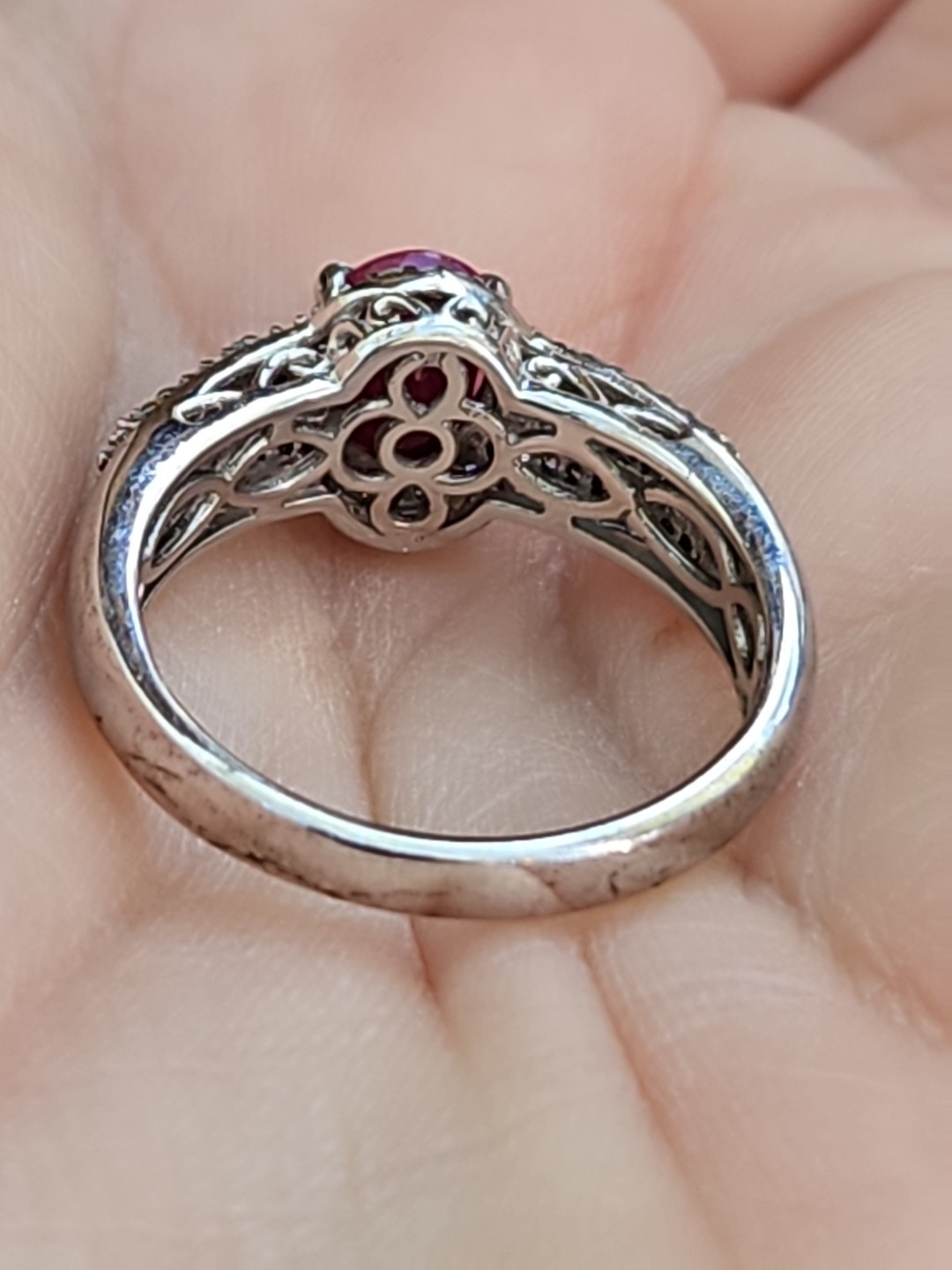 Sterling Silver Niassa Ruby Diamond Ring 9mmx6mm … - image 8