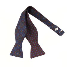 Brooks Brothers Silk Bow Tie Burgundy Blue Geometric Adjustable Self Tie New