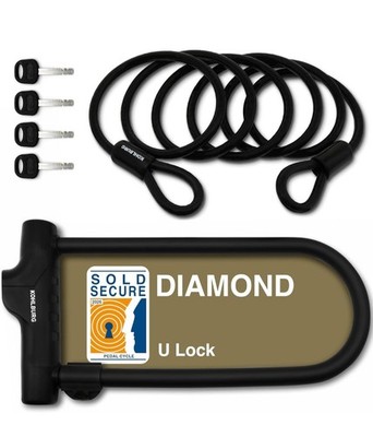 KOHLBURG U-Lock Keyed Bike Lock, Sold Secure Diamond, 67in Cable, Black