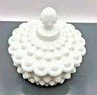 Vintage Fenton Milk Glass Hobnail Covered Candy Trinket Dish Lid 5" White Note