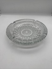 VTG Anchor Hocking Clear Thick Pressed Glass Oversized Ashtray 4 Slots Heavy