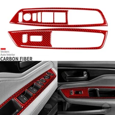 Red Carbon Fiber Front Window Lift Switch Panel Cover For Honda Odyssey 2018-25