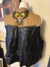 Vintage MOB Genuine Leather Rider/Western Style Vest 2XL Laced Harley USA Motor