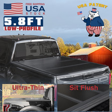 Frp Low Profile Hard Tri-fold Tonneau Cover For 19-26 Silverado 1500 5.8ft