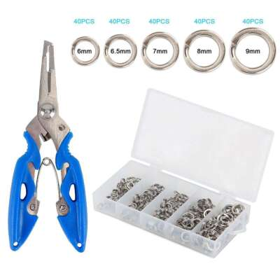 #ad 200pcs Stainless Steel Fishing Lures Split Rings 5 Size For Fish Snap Connector $8.99