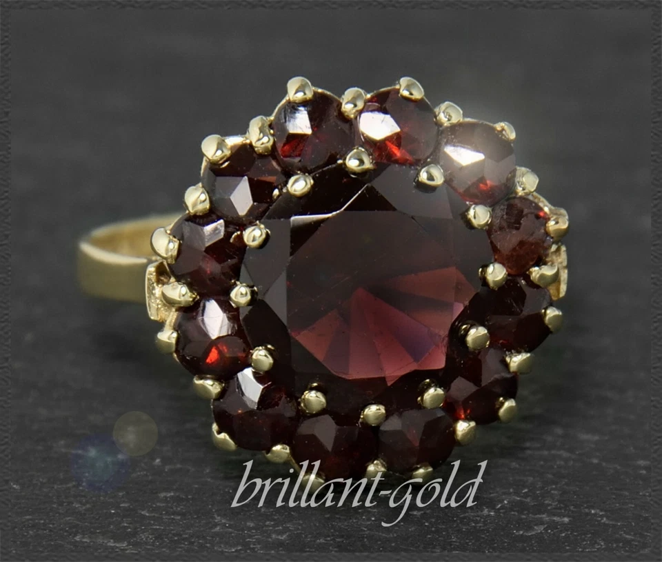Vintage Granat Damen Ring aus 333 Gold, mit 8,3ct, um 1950 Gelbgold Cocktialring - Bild 1 von 4