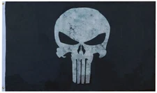 PUNISHER Skull Black Premium Quality 3x5 3'x5' Woven Poly Nylon 68D Flag Banner