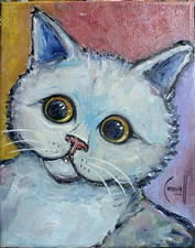 SNEAKY the CAT pet Big Eyes oil painting 8x10 canvas original signed art Crowell