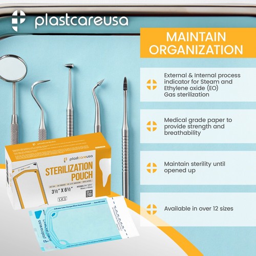 1000 3.5" x 5.25" Self Sealing Sterilization Autoclave Pouch, Paper/Blue (5 Box) - Picture 5 of 8